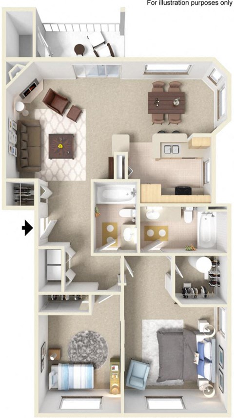 Tate (Traditional) Floorplan at Abbey Rowe Apartments in Olympia, Washington, WA
