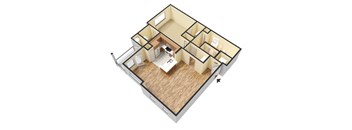 A2 (Traditional) Floor Plan at Island Park Apartments in Shreveport, Louisiana, LA