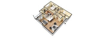 A2 (Corporate/Furnished) Floor Plan at Island Park Apartments in Shreveport, Louisiana, LA