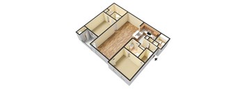 B2 (Traditional) Floor Plan at Island Park Apartments in Shreveport, Louisiana, LA