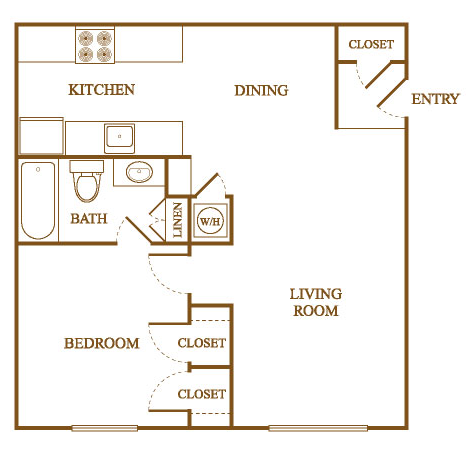 A2 Floor Plan A2 Floor Plan at Orleans Square Apartments in Shreveport, Louisiana, LA