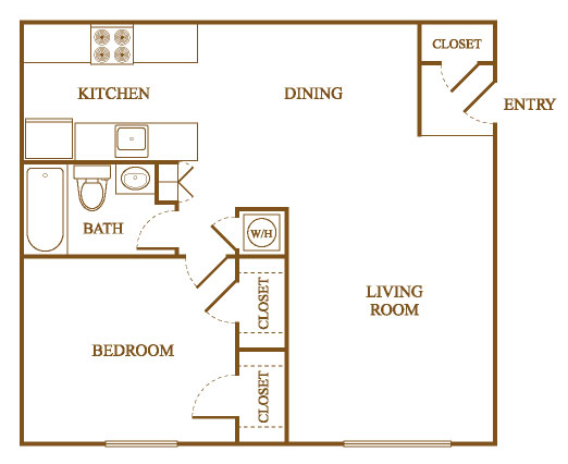 A6 Floor Plan at Orleans Square Apartments in Shreveport, Louisiana, LA