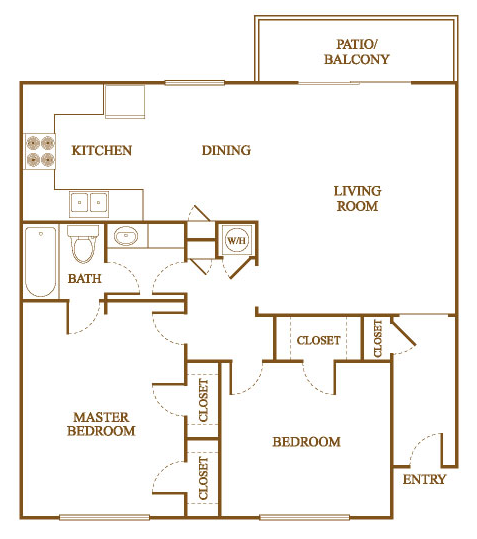 B1 Floor Plan B1 Floor Plan at Orleans Square Apartments in Shreveport, Louisiana, LA