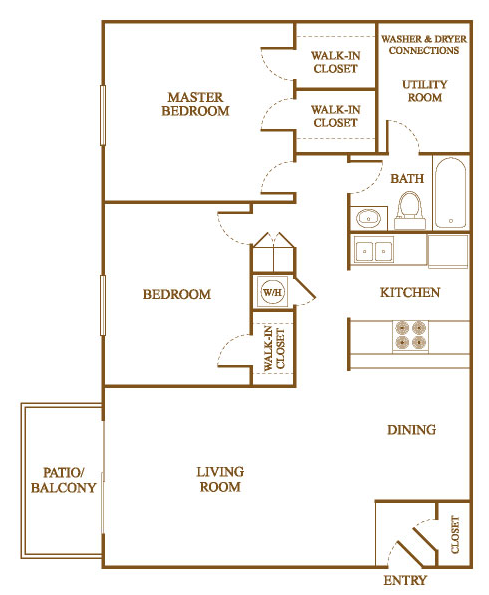 B2 Floor Plan B2 Floor Plan at Orleans Square Apartments in Shreveport, Louisiana, LA