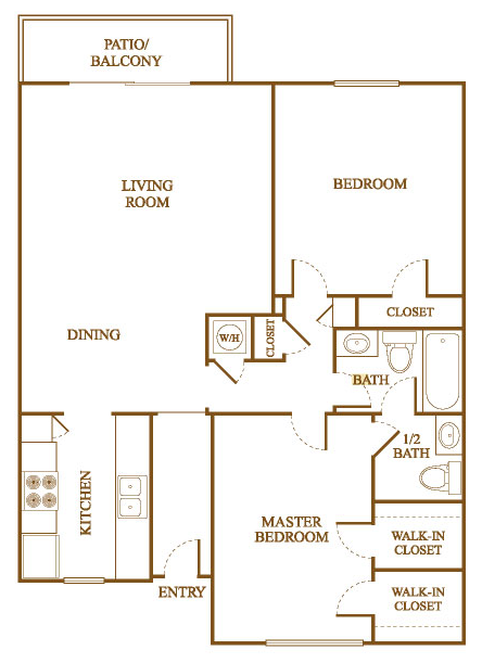 B5 Floor Plan B5 Floor Plan at Orleans Square Apartments in Shreveport, Louisiana, LA