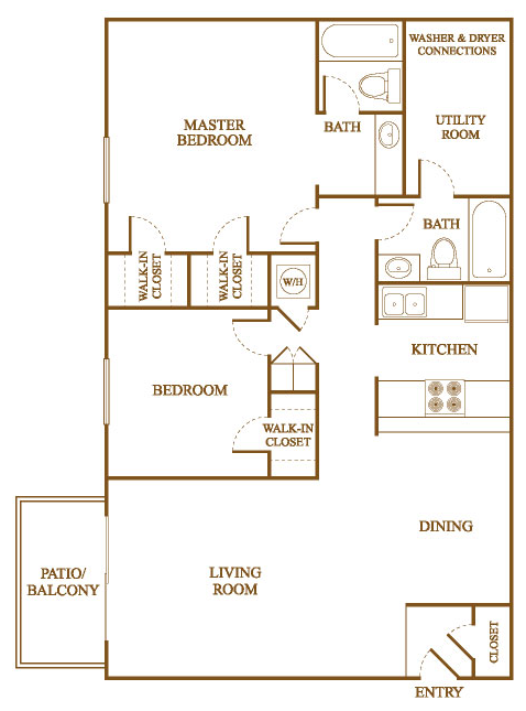 B6 Floor Plan B6 Floor Plan at Orleans Square Apartments in Shreveport, Louisiana, LA