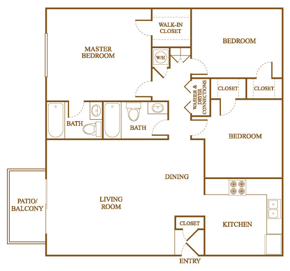 C2 Floor Plan C2 Floor Plan at Orleans Square Apartments in Shreveport, Louisiana, LA