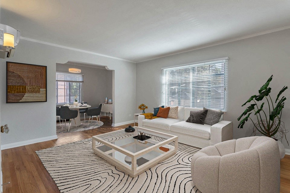 a living room with a couch and a coffee table