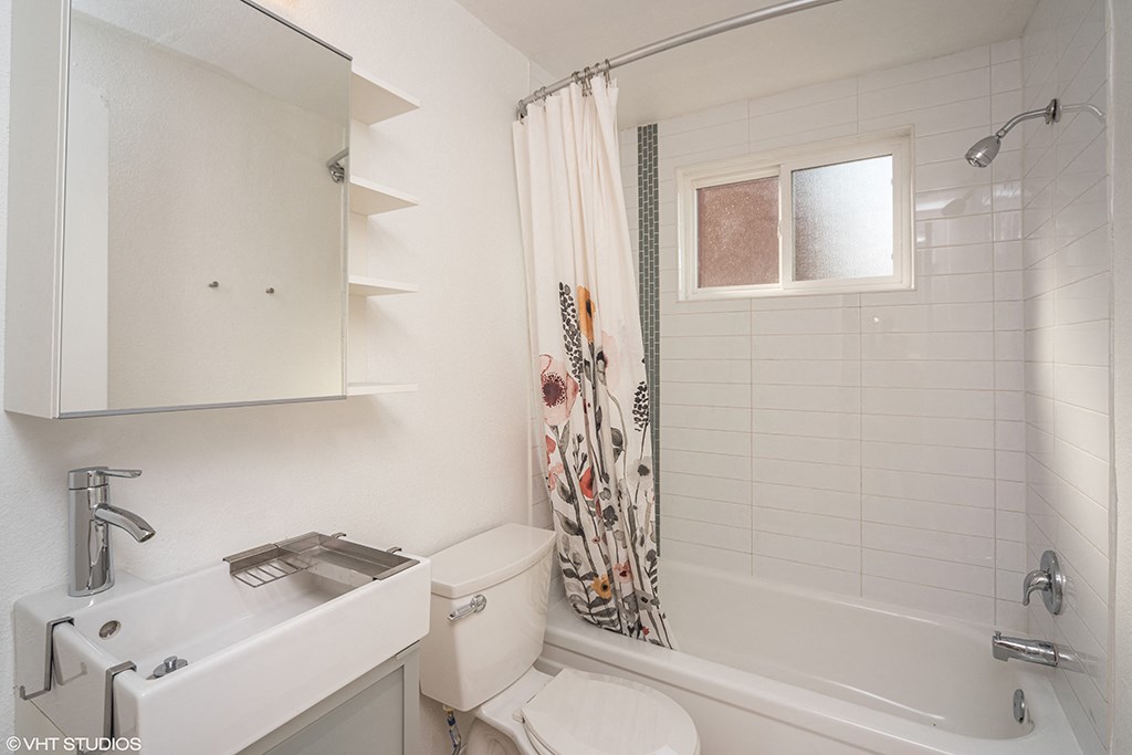 a bathroom with a sink and a toilet and a bath tub