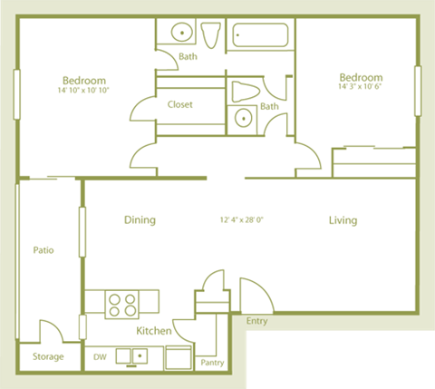 B2 floor plan of Westdale Parke in Austin, TX