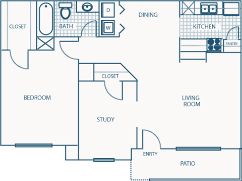 D2 Floor Plan at Willow Brook Crossing Apartments in Houston, TX