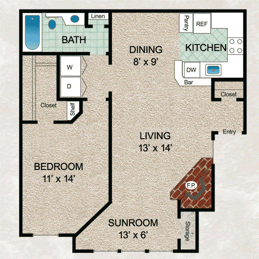 Marigold one bedroom one bath apartment Marigold