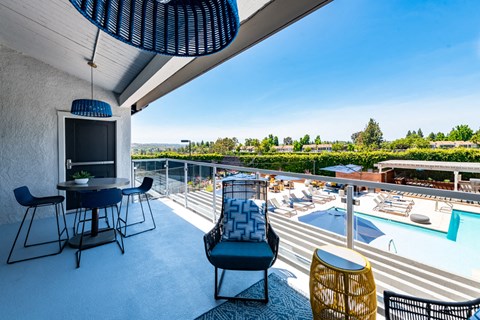 Balcony view of pool at Aliso Creek, California, 92656