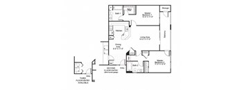 Cordoba - 2 Bedroom 2 Bath Floor Plan Layout - 1006 Square Feet
