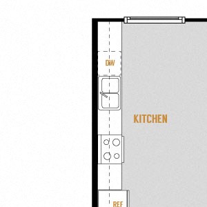 Residence 1 - 0 Bedroom 1 Bath Floor Plan Layout - 564 Square Feet