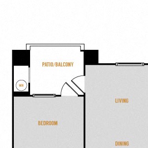 Residence 7 - 1 Bedroom 1 Bath Floor Plan Layout - 938 Square Feet