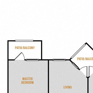 Residence 8 - 2 Bedroom 2 Bath Floor Plan Layout - 1063 Square Feet