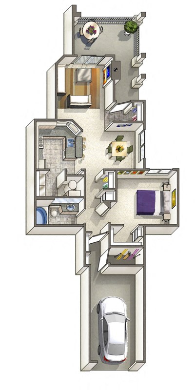 Summit Classic – 1 Bedroom 1 Bath Floor Plan Layout – 837 Square Feet at Bridgwater, Greenwood Village, CO, 80111
