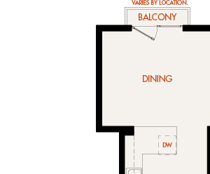 Indigo - 1 Bedroom 1 Bath Floor Plan Layout - 876 Square Feet