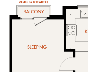 Lapis - 2 Bedroom 1 Bath Floor Plan Layout - 967 Square Feet