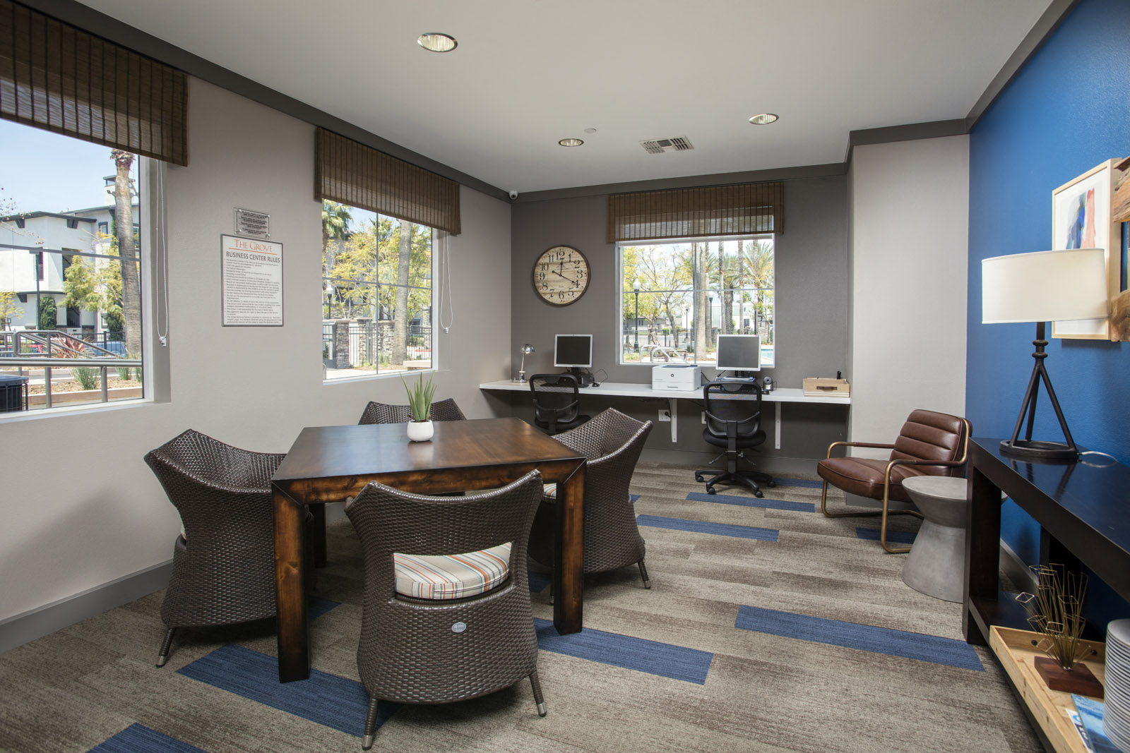 Business center with computers