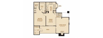 A - 1 Bedroom 1 Bath Floor Plan Layout - 780 Square Feet
