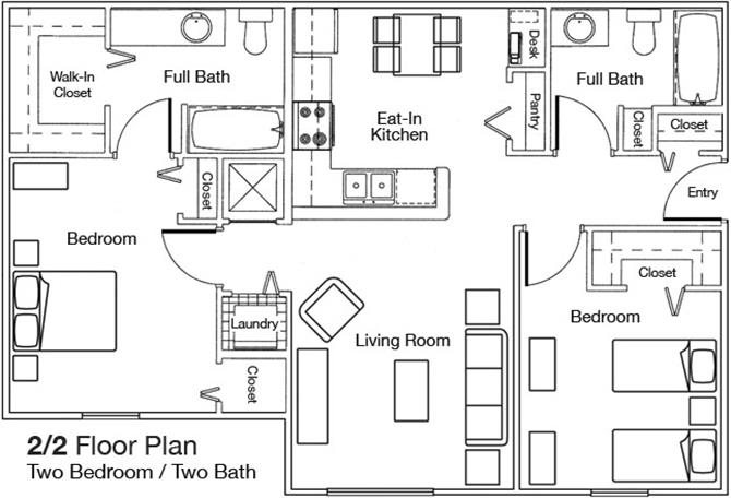 1, 2, & 3 Bedroom Apartments | Weston Oaks | Floor Plans