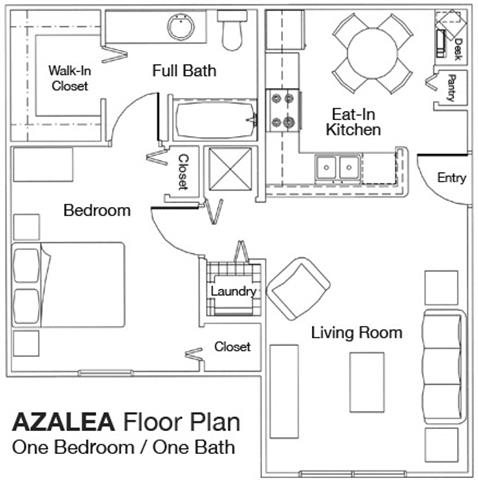 1x1 Floor Plan 1