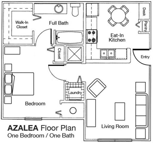 1x1 Floor Plan 1