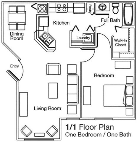 1x1 Floor Plan 1