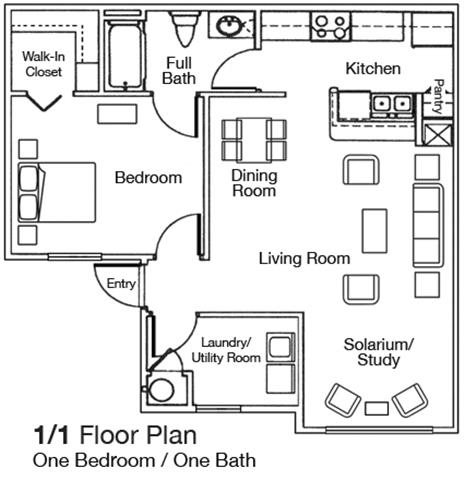 1x1 Floor Plan 1