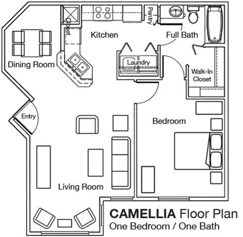 1x1 Floor Plan 1