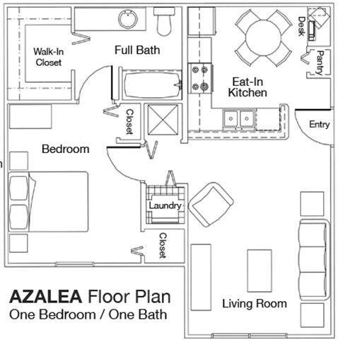 1x1 Floor Plan 1