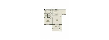 The Claridge - 1 Bedroom 1 Bath Floor Plan Layout - 738 Square Feet