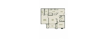 The Nottingham - 2 Bedroom 2 Bath Floor Plan Layout - 998 Square Feet