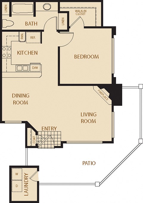 Coastal Oaks - 1 Bedroom 1 Bath Floor Plan Layout - 772 Square Feet