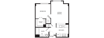 Haight - 1 Bedroom 1 Bath Floor Plan Layout - 650 Square Feet
