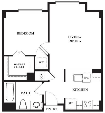 Haight - 1 Bedroom 1 Bath Floor Plan Layout - 650 Square Feet