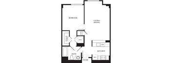Marina - 1 Bedroom 1 Bath Floor Plan Layout - 751 Square Feet