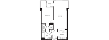 Twin Peaks - 1 Bedroom 1 Bath Floor Plan Layout - 912 Square Feet at Strata at Mission Bay, California