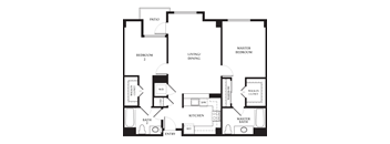 Potrero - 2 Bedroom 2 Bath Floor Plan Layout - 1113 Square Feet at Strata at Mission Bay, California