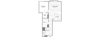 Lincoln - 1 Bedroom 1 Bath Floor Plan Layout - 682 Square Feet
