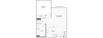 Reagan - 1 Bedroom 1 Bath Floor Plan Layout - 774 Square Feet at Venue, San Francisco, California