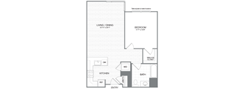 Washington - 1 Bedroom 1 Bath Floor Plan Layout - 790 Square Feet