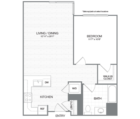 Washington - 1 Bedroom 1 Bath Floor Plan Layout - 790 Square Feet at Venue, San Francisco, 94158