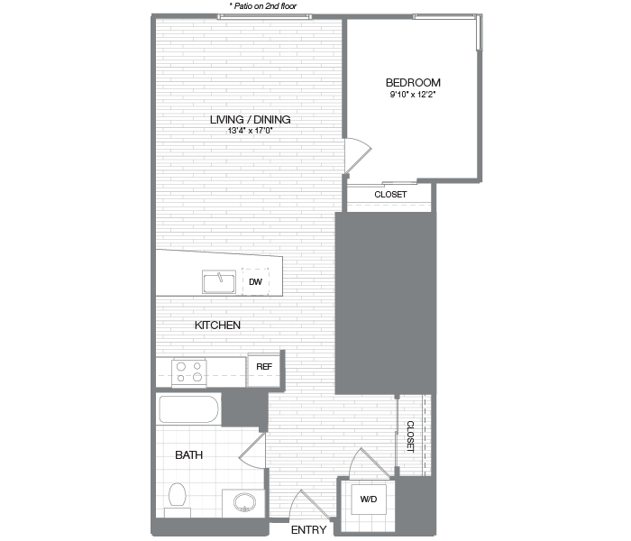 Madison - 1 Bedroom 1 Bath Floor Plan Layout - 772 Square Feet