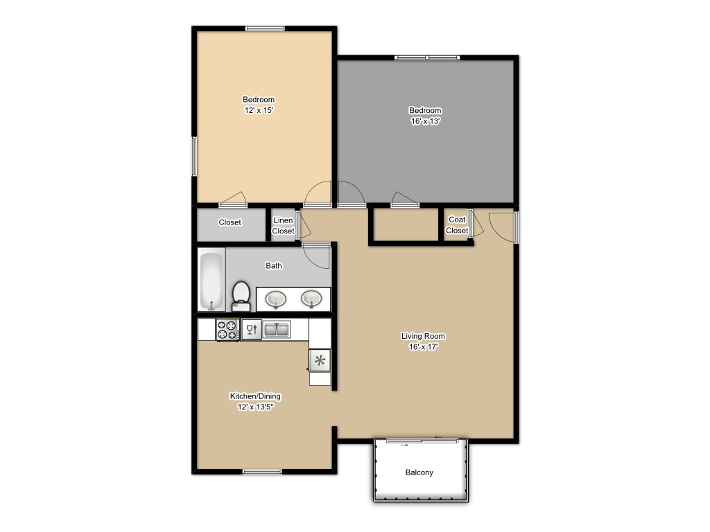 two bedroom various floor plans