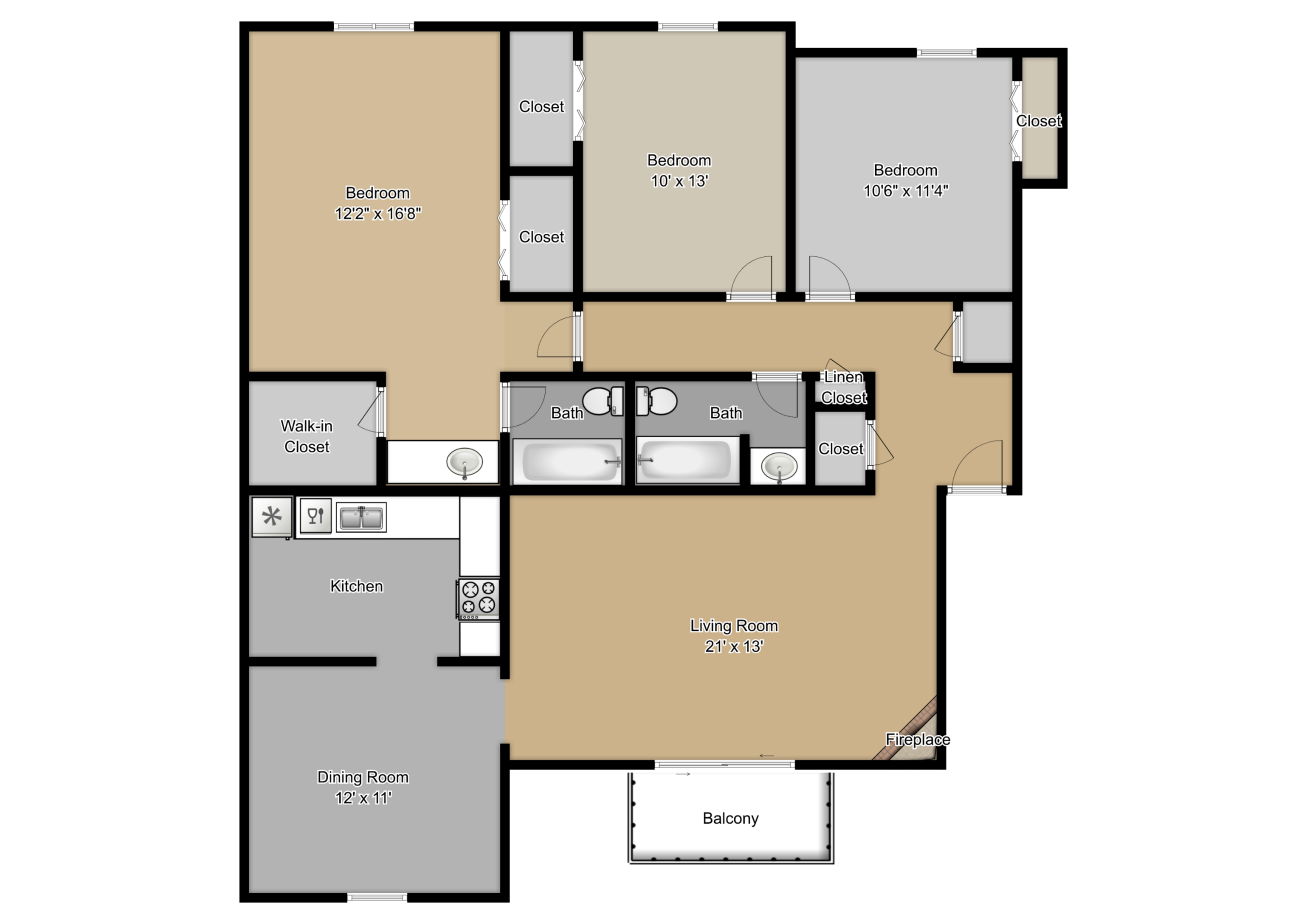 Three Bedroom Townhomes