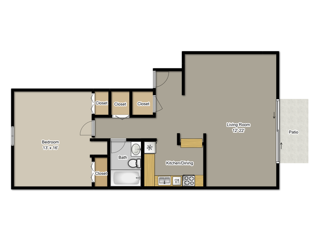 one bedroom one bath with fireplace