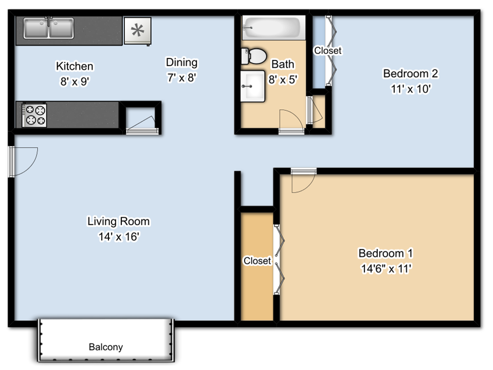 two bedroom one bath in riverside missouri
